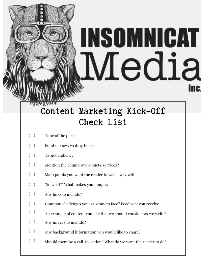 Insomnicat Content Marketing Check List